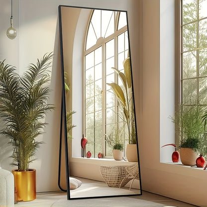 Idle Way 59x16 Arched Full-length Mirror, Vertical or Tilted Full-length Mirror, Aluminum Alloy Thin Frame, Suitable for Mother and Baby Room, Golden or Black