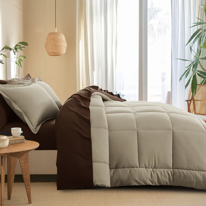 7pcs Comforter Set-Luxury Soft Fluffy Bedding With 1 Comforter, 1 Fitted Sheet, 1 Flat Sheet, And 4 Pillowcases & Pillow Cover-All Season Quilte Set Queen, Hypoallergenic, Breathable, Easy Care, Valentine'S Day Bed In A Bag, Gifts For Her