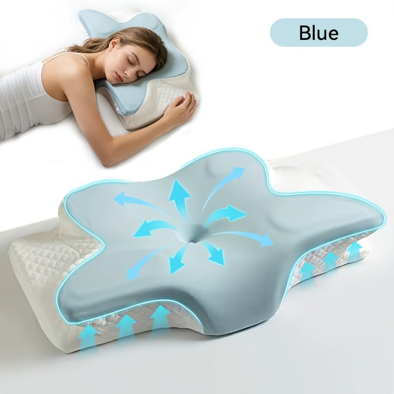 Cervical Neck Pillow for Sleeping – Butterfly-Shaped Ergonomic Memory Foam Pillow, Contour Support for Back & Side Sleepers, Slow Rebound Pressure Relief, Machine-Washable Pillowcase, Multiple Colors & 2-Pack Options