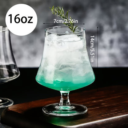 Roostertail Glasses Set Of 4, 16oz Short Stem Wine Glass for Spirits, Vodka, Scotch, Brandy, Roostertails for Easter Sunday