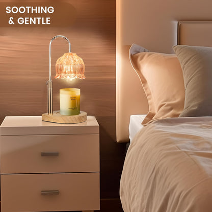 Candle Warmer Lamp Adjustable Height Dimmable Flameless Scented Wax Melt Vintage Iron Tabletop Light with Timer 120V Plug-In for Home Decor Bedroom Living Room Mother's Day Christmas Gift