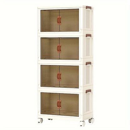 Lidded Storage Bins with Wheels – 2/3/4/5-Tier Dual-Opening Storage Organizer Box with Lid, Large Stackable Storage Container for Books, Kitchen, Bedroom & Closet Organization