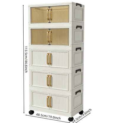 Multi-Functional Foldable Storage Cabinet, with 5-Tier/3-Tier Large Capacity, Space-Saving, Suitable for Entrance, Corridor, Bedroom And Living Room