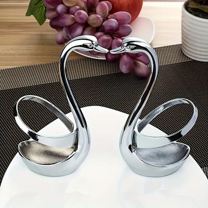 Elegant Stainless Steel Swan-Shaped Cutlery Rack, Modern And Novel Metal Decorative Plate, Creative Design, Suitable for Parties, Weddings And Family Use