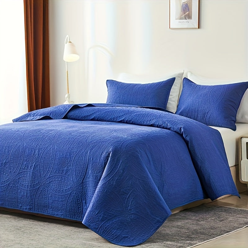 2/3pcs Quilt Set Bedspreads( Include 1 Quilt 1 Or 2 Pillowcases) Lightweight Microfiber Bedspread - Modern Style Coin Pattern Coverlet Soft And Skin-friendly Quilt Anti-allergy And Machine Washable Suitable For School Dormitories