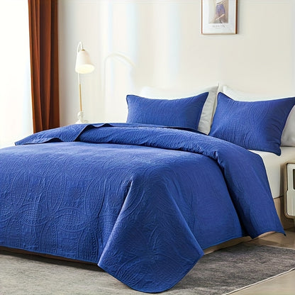 2/3pcs Quilt Set Bedspreads( Include 1 Quilt 1 Or 2 Pillowcases) Lightweight Microfiber Bedspread - Modern Style Coin Pattern Coverlet Soft And Skin-friendly Quilt Anti-allergy And Machine Washable Suitable For School Dormitories