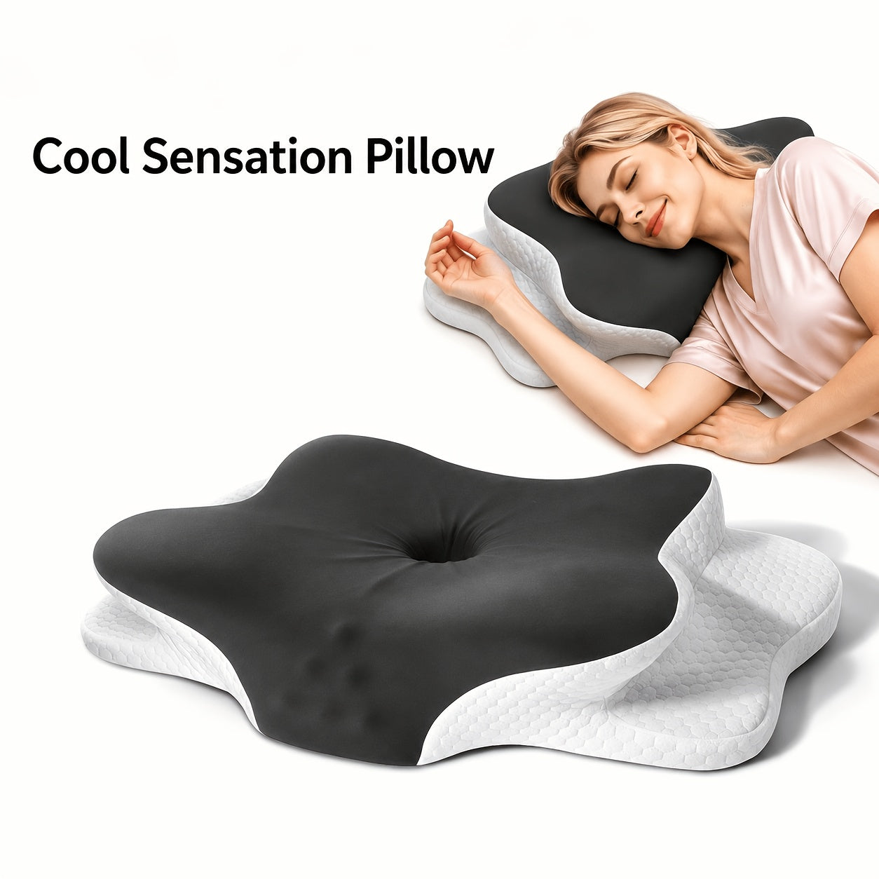 Cervical Neck Pillow for Sleeping – Butterfly-Shaped Ergonomic Memory Foam Pillow, Contour Support for Back & Side Sleepers, Slow Rebound Pressure Relief, Machine-Washable Pillowcase, Multiple Colors & 2-Pack Options