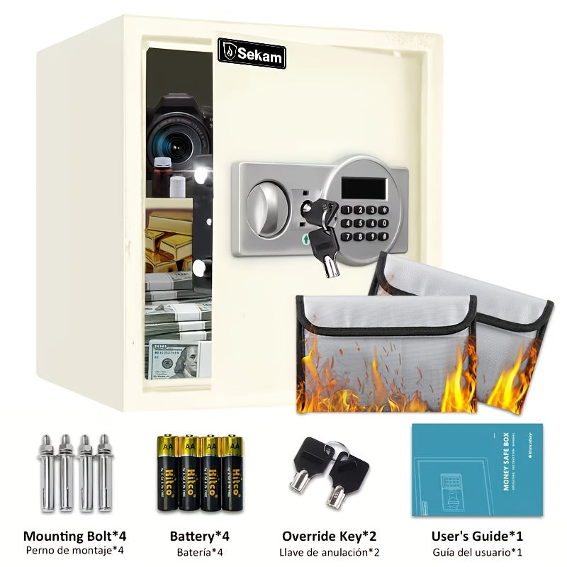 Heavy-Duty Fireproof Steel Safe With Cash Bag - Secure Home Safe Box With Keypad & Key Lock, Ideal For Storing Money, Documents, And Valuables (Black)Valentine'S Day