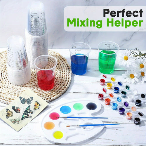 500pcs(1oz)/ 100pcs(8oz)/ 50pcs(20oz) Clear Plastic Resin Oxygenating Liquid Mixing Cups for Cooking and Baking Supplies