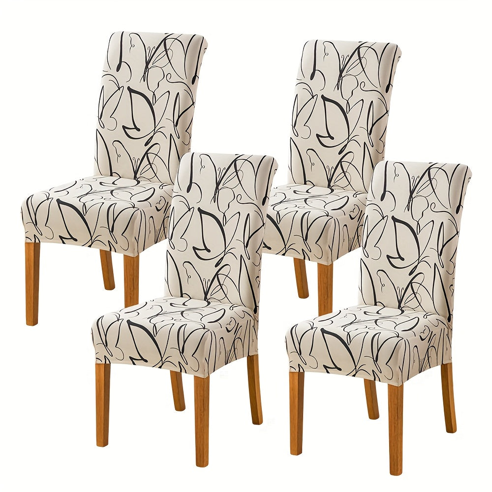 Chair Covers Slipcovers Set Of 4 And 6, Spandex Super Fit Stretch Removable Washable Kitchen Parsons Protector for Dining Room, Hotel, Ceremony