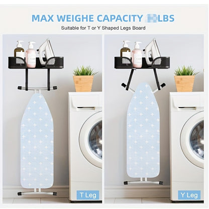 1pc Heavy-Duty Carbon Wall-Mounted Iron Storage Rack - Heat-Resistant Anti-Scald Ironing Board Shelf, Space-Saving Vertical/Horizontal Door/Wall Mount for iron & steamer, Fits for home, Apartment, Laundry Room - Compatible with ironing