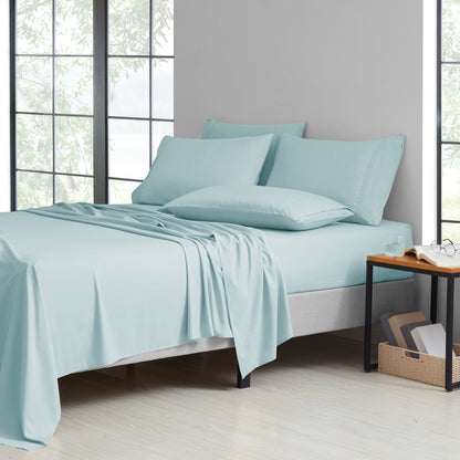 Bibb Home 2000 Thread Count 6 Piece Bamboo Sheet Set – Summer Satin Cooling, Deep Pocket, 6-Pc Egyptian Luxury, Bonus Pillowcases