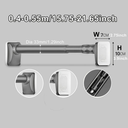 15.75inch - 196.85inch No Drilling Curtain Rail 33Mm Diameter Telescopic Shower Curtain Rod, Extendable Telescopic Rod, Long Adjustable Curtain Rod for Large Windows