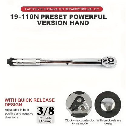 Torque Wrench Adjustable Drive 3/8" & 1/2" - Preset Click Torque Wrench for Automotive, Bike & Bicycle Maintenance, Ratchet Wrench with Dual Scale, Accurate & Durable, Gift for Husband & Car Enthusiasts