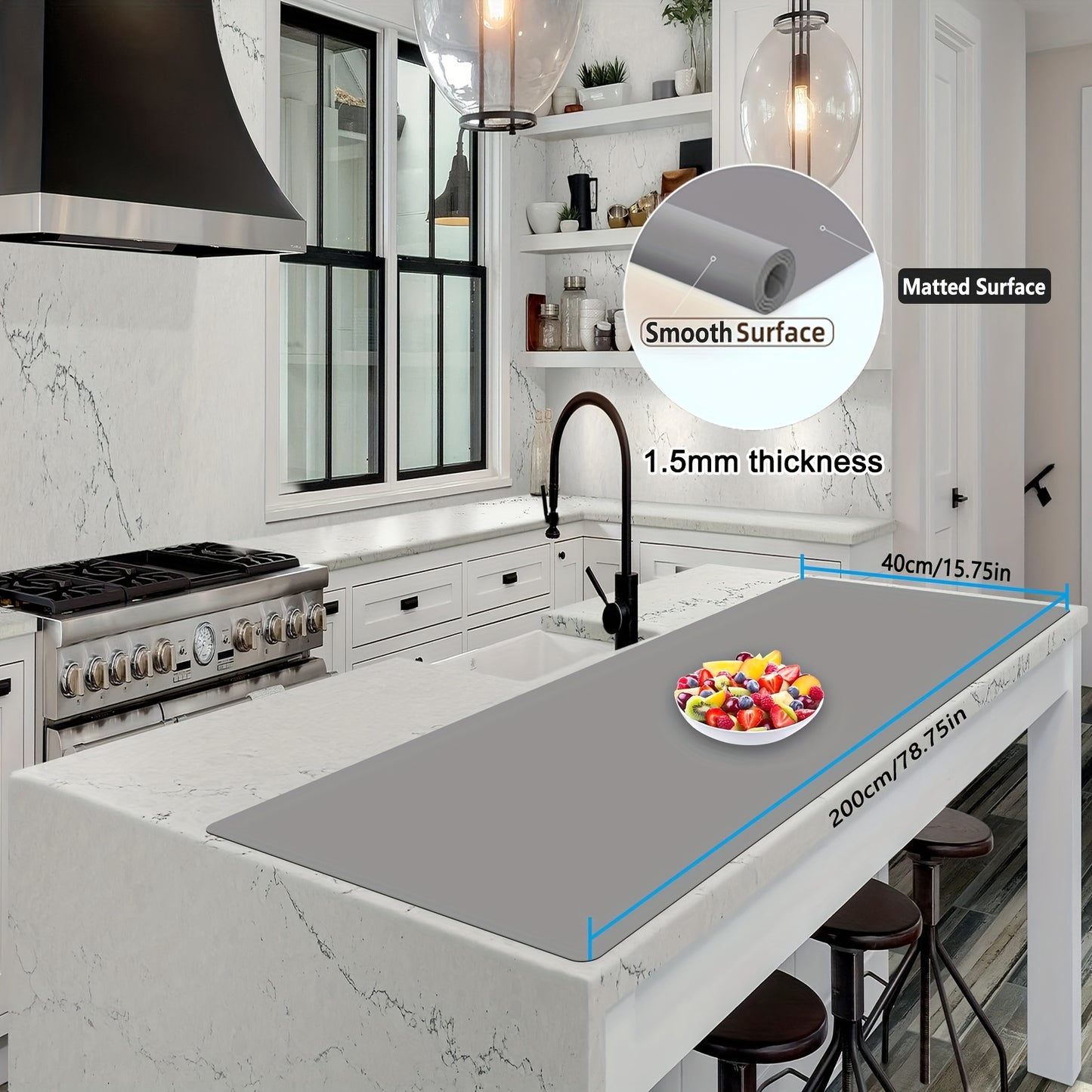 Extra Large Silicone Mat, Silicone Mats for Kitchen Counter, Nonslip Heat Resistant Mat, Multipurpose Countertop Protector, Nonstick Waterproof Craft Mat Table Placemat