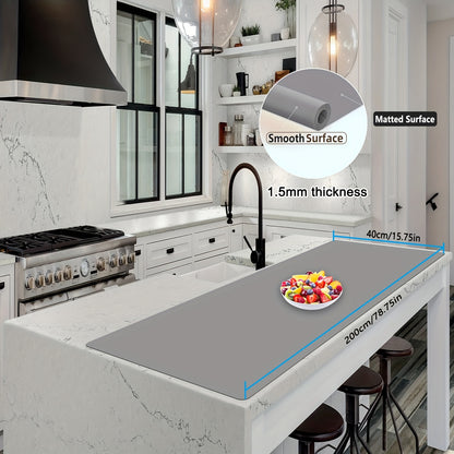 Extra Large Silicone Mat, Silicone Mats for Kitchen Counter, Nonslip Heat Resistant Mat, Multipurpose Countertop Protector, Nonstick Waterproof Craft Mat Table Placemat