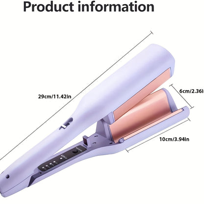 [US Standard] Curling Iron, 32mm Deep U-shaped Wave Curler, Fast Heating, Adjustable Temperature, Anti-Scald Design - Pink/Purple, Ideal Holiday and Valentine's Day Gift, Salon-Grade Styling Tool, Can Create Long-Lasting Waves