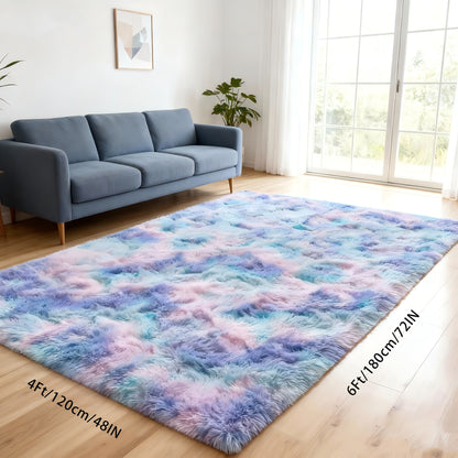 Soft Black Rugs for Bedroom Living Room, 4x6 Feet Modern Indoor Fluffy Shaggy Area Rug, Non-Slip Fuzzy Furry Rug for Bedroom, Dining Room, Christmas Gift, Christmas Decor, Home Decor, High Pile Plush Floor Carpet