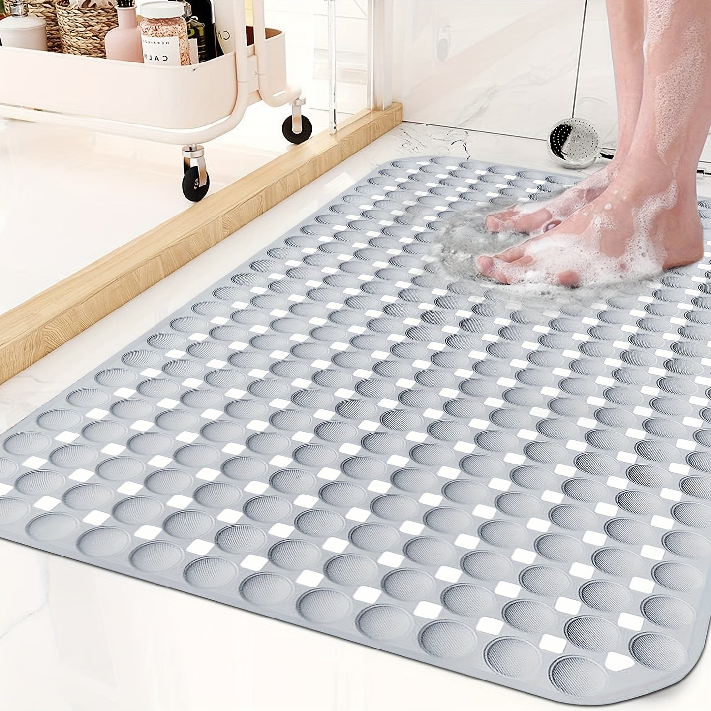 SELIBRE Bath Mat, TPR Material Suction Cups Shower Mats for Inside Shower, Machine Washable Quick Dry Bathtub Mat for Bathroom And Spa