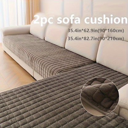 2pcs Luxurious Quilted Flannel Velvet Sofa Cover, Soft And Durable Furniture Protector, All-season Use, Pet-friendly, Machine Washable for Bedroom Living Room Office Home Decor, Living Room Sofa Cover