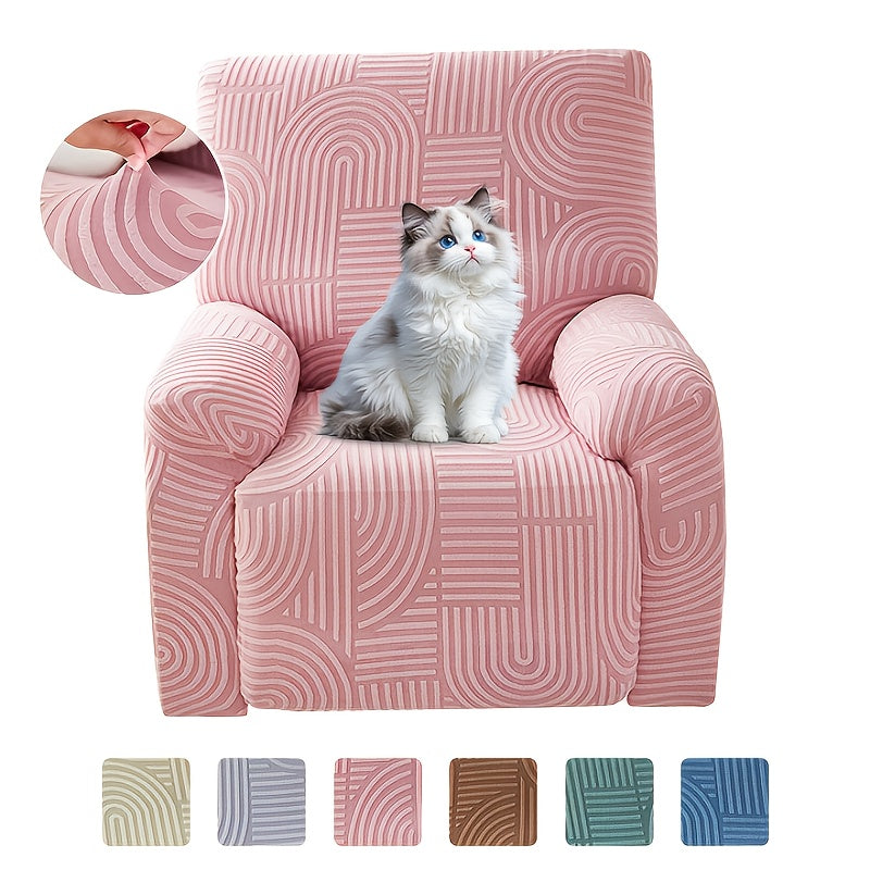 Elastic Jacquard Recliner Sofa Cover, Single Seat Relaxing Reclining Chair Covers, Relax Armchair Cover Furniture Protector for Living Room Bedroom Office Decor
