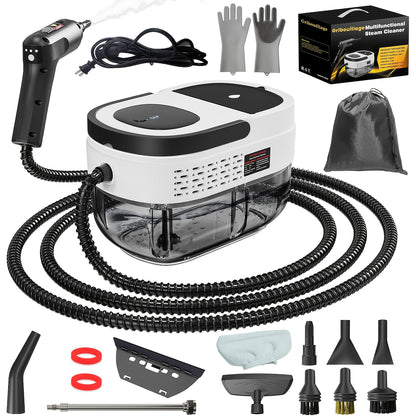ERFEI Handheld Steam Cleaner, High Pressure Steam Machine, 54.1oz Water Tank, 3 Levels Adjustable Handle, Portable Cleaning Steamer for Home, Car Detailing, Bed Bugs, Furniture, Couch, Grout (White)