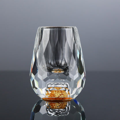Luxury 24K Plated Foil Crystal Wine & Champagne Set - 1 Decanter & 6 Cups with Leakproof Crystal Glasses, Elegant Pure Black Gift Box for Home Bar, Wedding, Party - No Assembly Required, Perfect Gift for Wine Lovers & Special