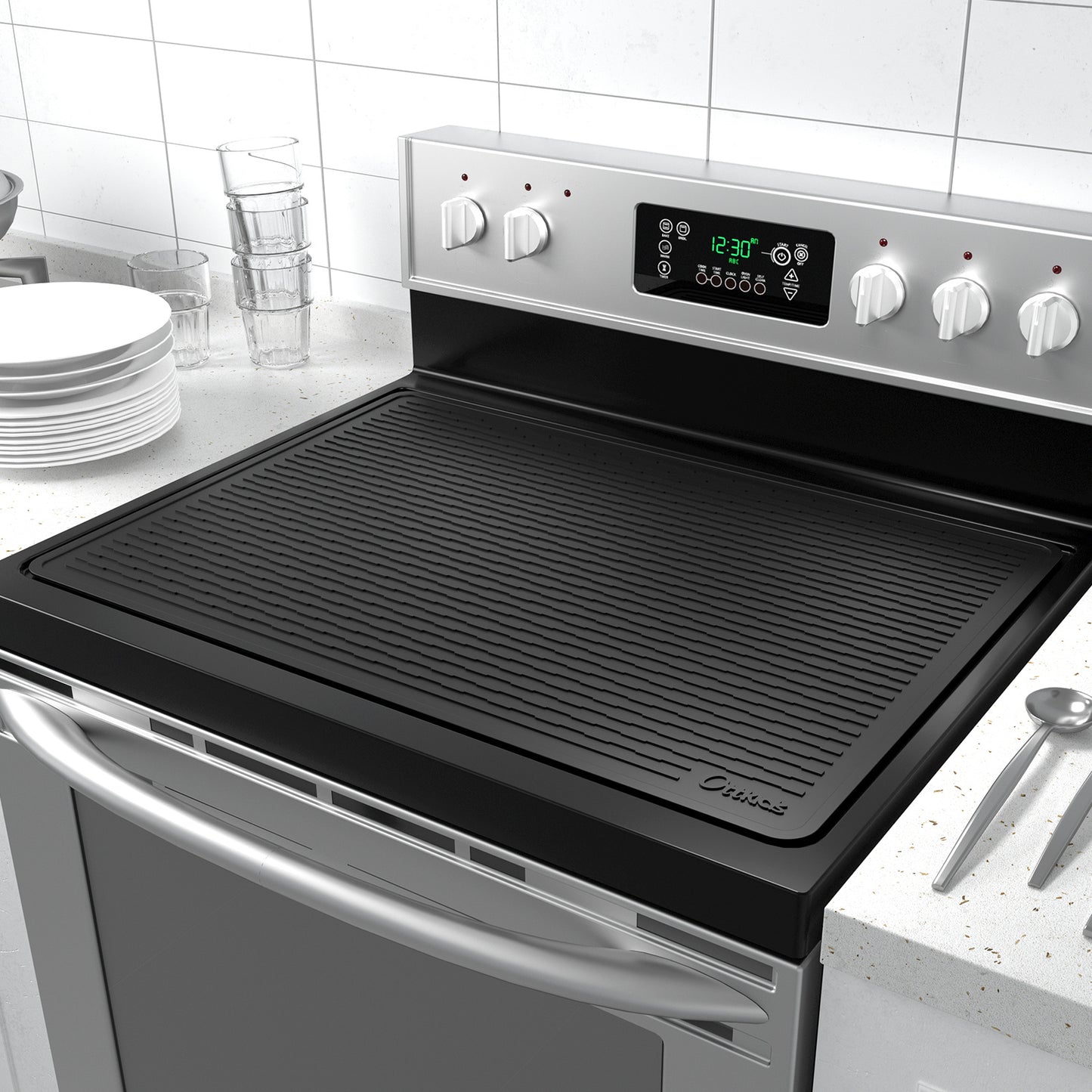 Oversized Thick Silicone Cover for Stove Tops, Measuring 75.7X53.2Cm (29.8X20.8In), Featuring Anti-Slip Stripes And Made from Quiet Material, Suitable for Kitchen And Restaurant Use Dish Drying Mats
