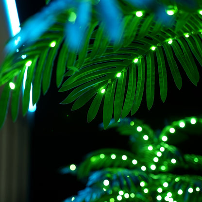 Solar 7FT Lighted Artificial Palm Tree With Three Trunks And 260 LED Lights - Ideal For Outdoor/Indoor Use, Perfect For Tiki Bars, Patios, Homes, Offices, Beaches, Yards Pool, Party