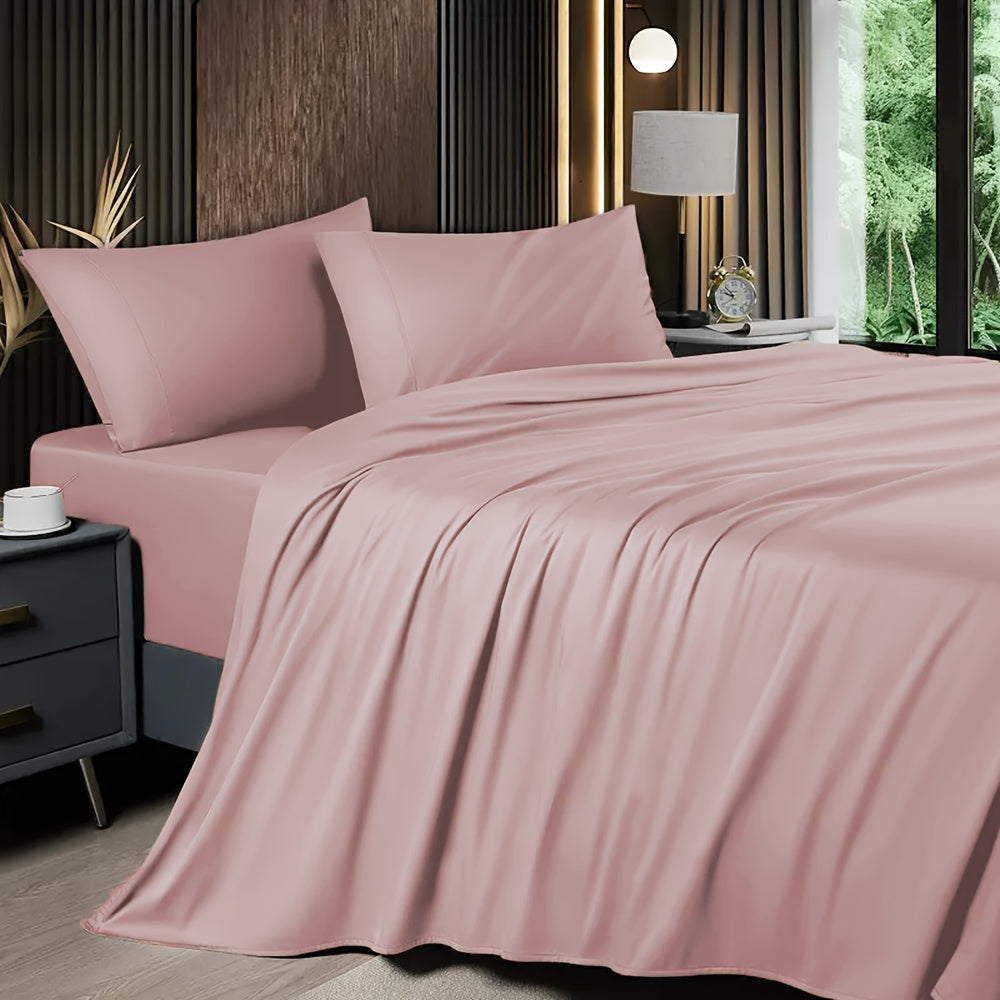 4pcs 2200TC Cooling Bamboo Bed Sheet Set Summer Chill Collection-16" Deep Pocket - Silky Soft Luxury Bedding W/ Flat Sheet, Fitted Sheet & Pillowcases (Beat The Hea Stay Cool All Night) Queen Size Sheet Set Breathable Sheets Sets Queen Size Gifts