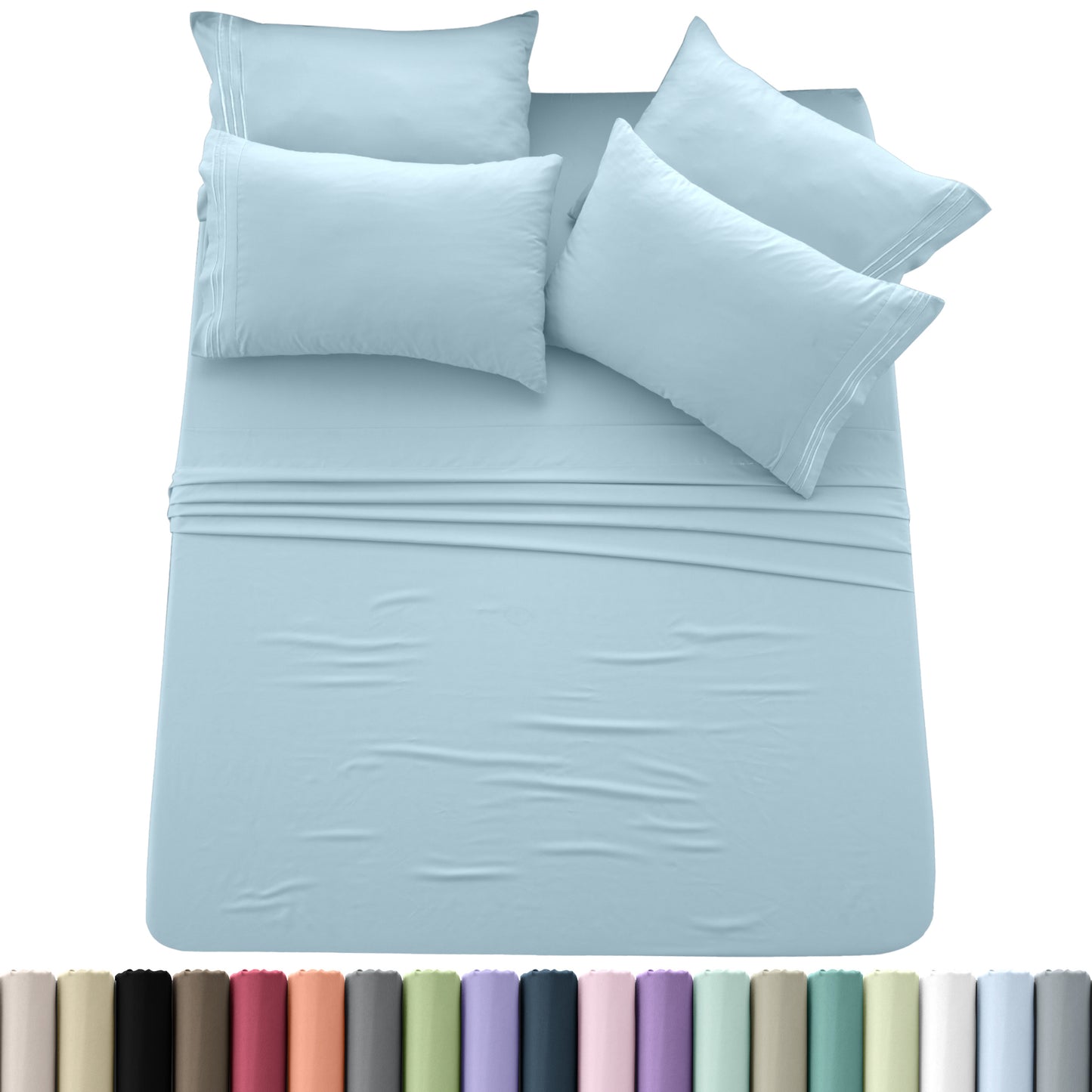Hannah Bedding 6-PieceSheet Set – Soft Brushed 100% polyester, 20 Vibrant Colors, 6 Different Sizes – Stylish, Comfortable & Fade-Resistant