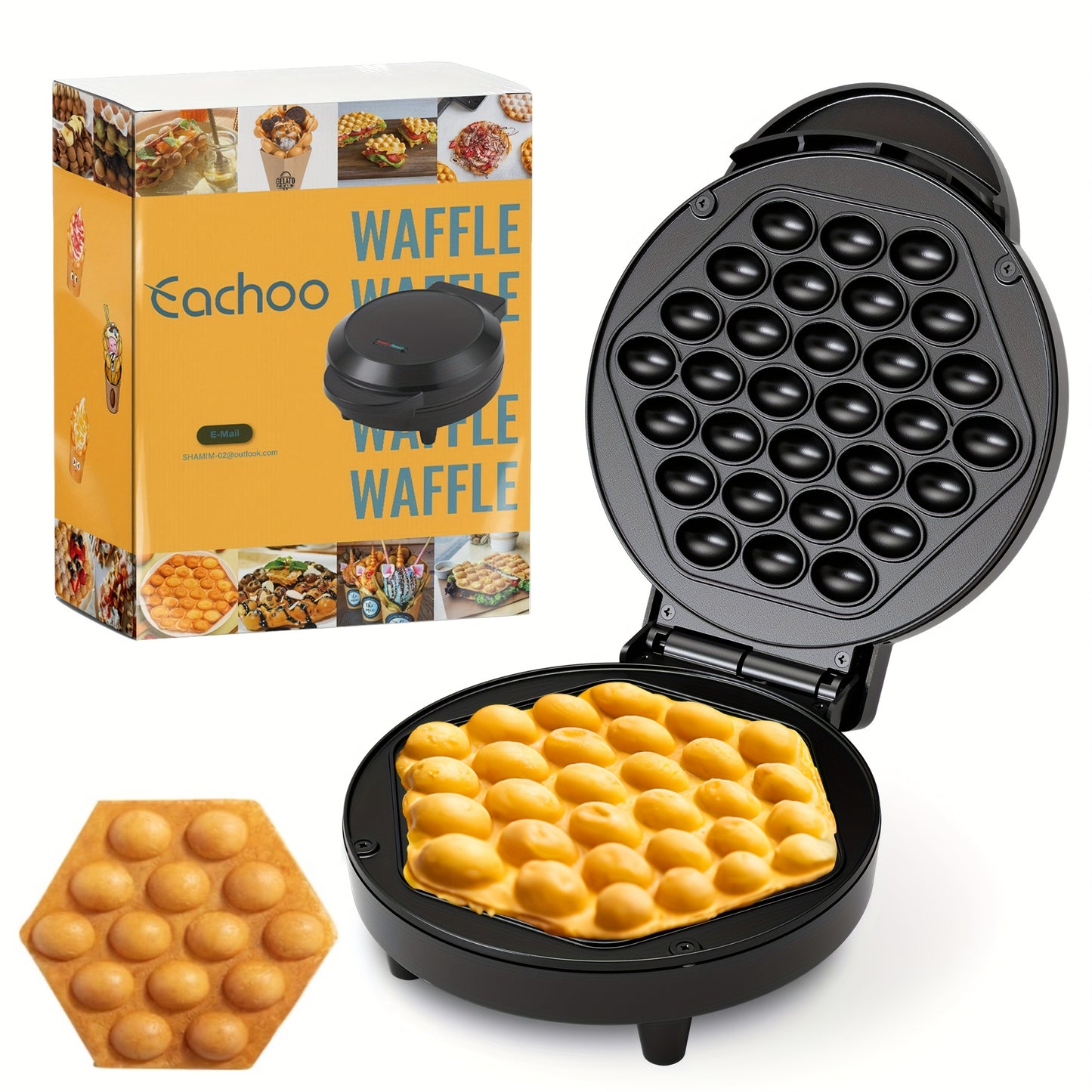 Bubble Waffle Maker, 7-Inch Electric Grill For Hong Kong Egg Waffles, 1000W Fast & Compact With Nonstick Coating, Ready In 5 Mins For Breakfast, Ice Cream Desserts, Ideal Christmas Gift