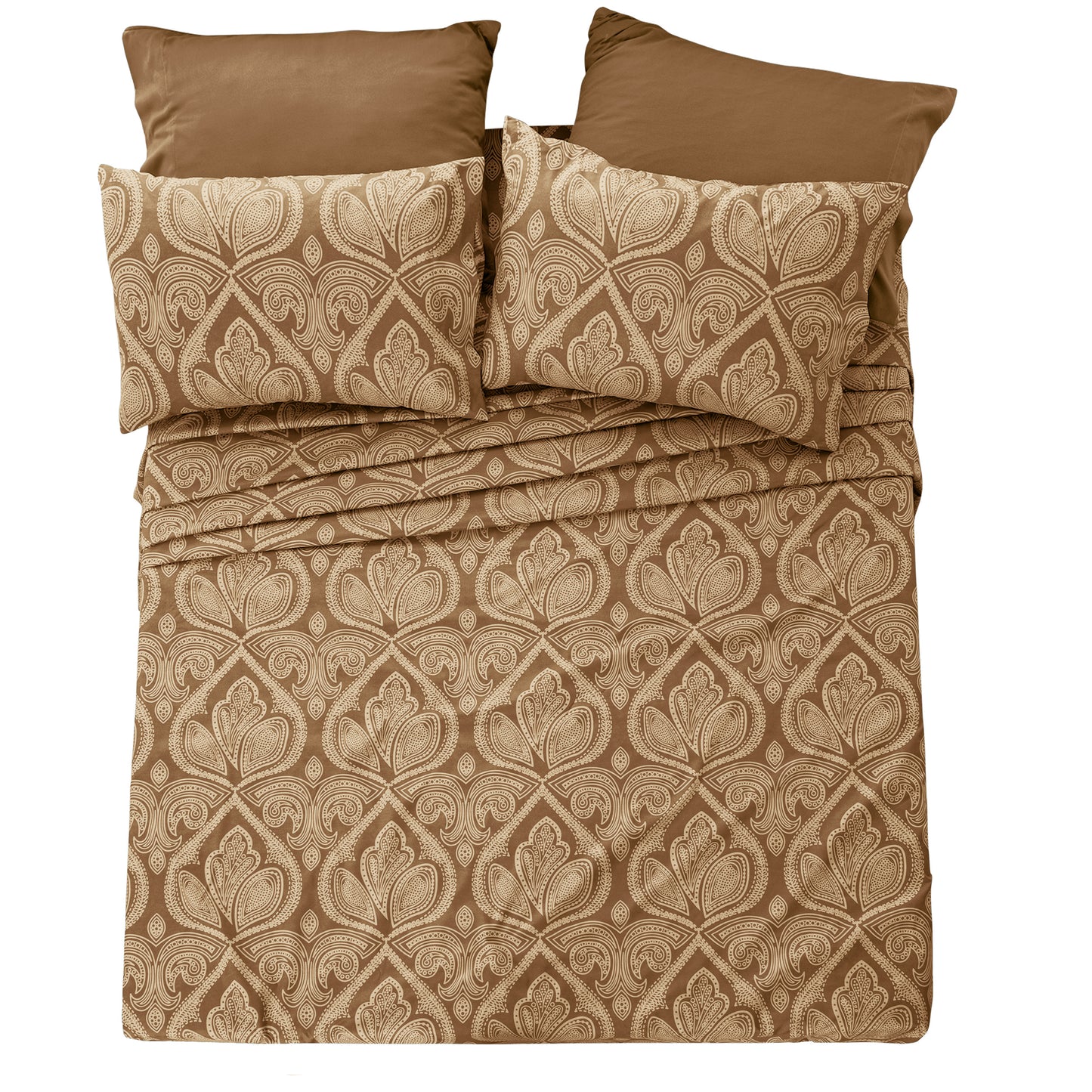 6/4 Piece Paisley Bed Sheet Set – Soft Brushed 100% polyester Wrinkle Free Sheets, Deep Pocket Fitted Sheet, Luxurious Printed Bed Sheets, All-Season Comfort