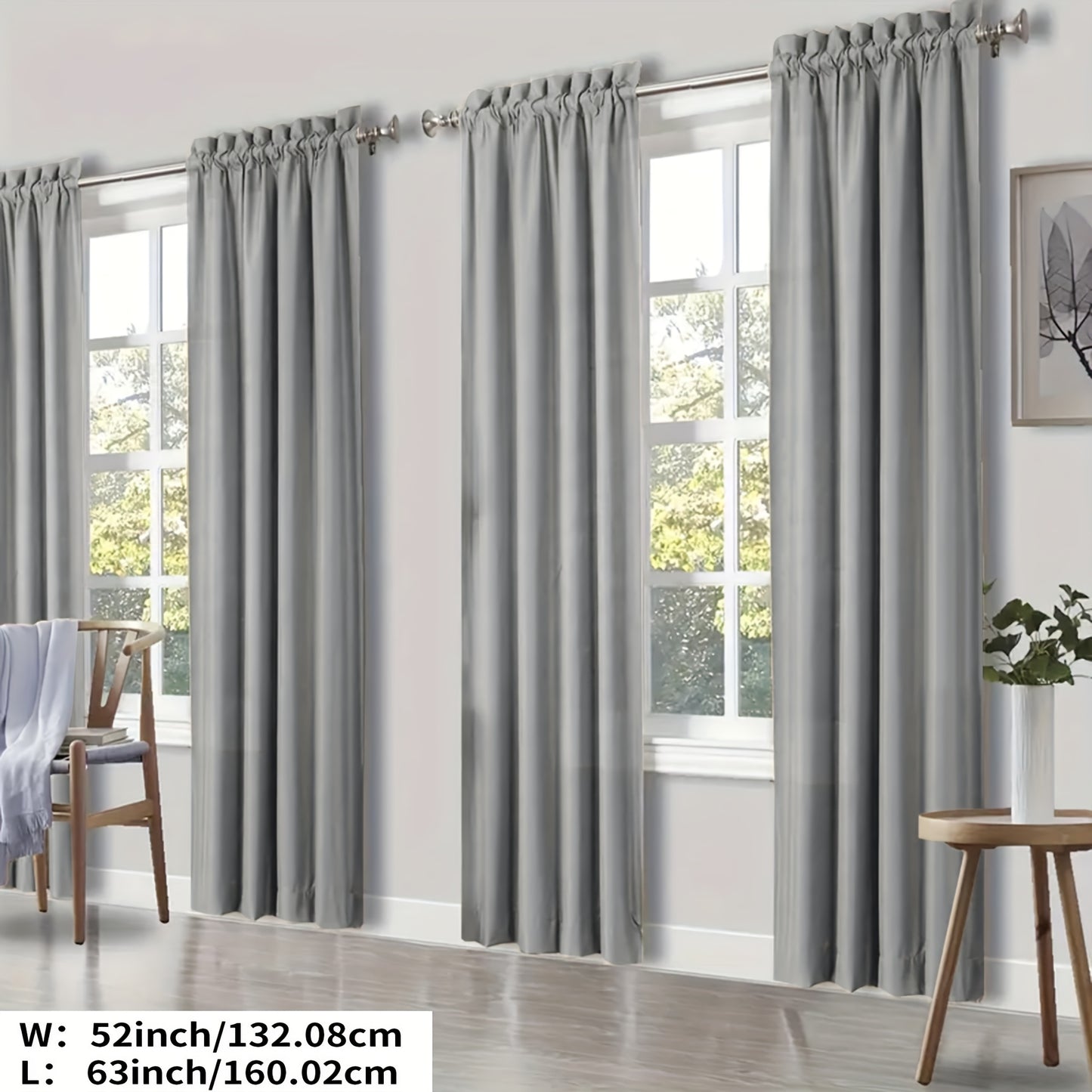YOULEYAR 4 Panel Modern Blackout Thermal Insulated Energy Saving Curtain Drapes - Blocking Thermal, Solid Color Panels Suitable for Bedroom, Living Room, - Rod Pocket, Year-Round Use