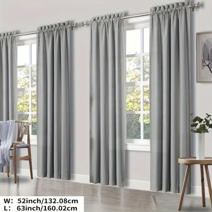 YOULEYAR 4 Panel Modern Blackout Thermal Insulated Energy Saving Curtain Drapes - Blocking Thermal, Solid Color Panels Suitable for Bedroom, Living Room, - Rod Pocket, Year-Round Use