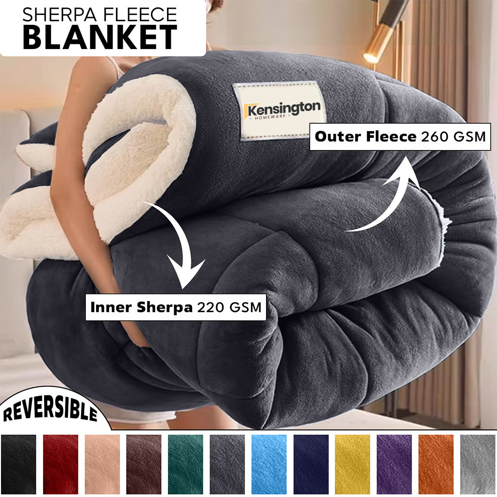 480GSM Heavy Sherpa Fleece Blanket – Double-Sided Warm Throw for Couch, Bed, Office and Travel, Reversible All Season Comfort, Room & Sofa Decoration, Holiday Gift, Sofa Blankets