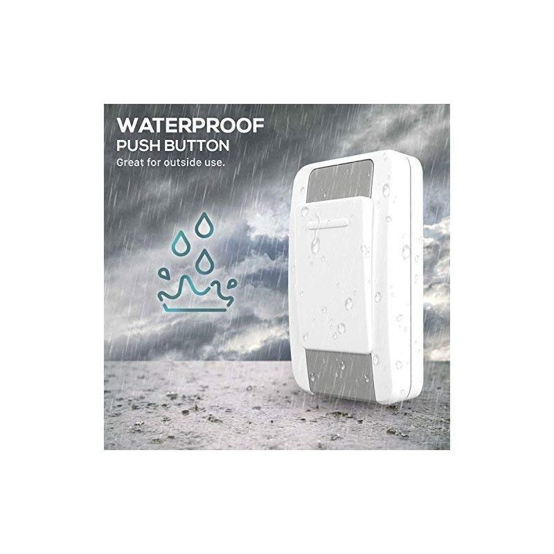 Wireless Doorbell Waterproof, Operates at 100 Meters, 36 Chimes & Adjustable Volume, 1 Receiver & 1 Remote Push Button Transmitter