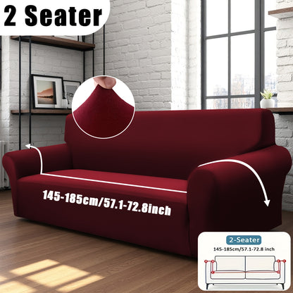 Classic Stretch Sofa Cover with Elastic Band, Milk Fiber Fabric Slipcover-Grip, Machine Washable, Polyester & Spandex, Fits Armchair to 4-Seater Sofas, International Style Throw Design