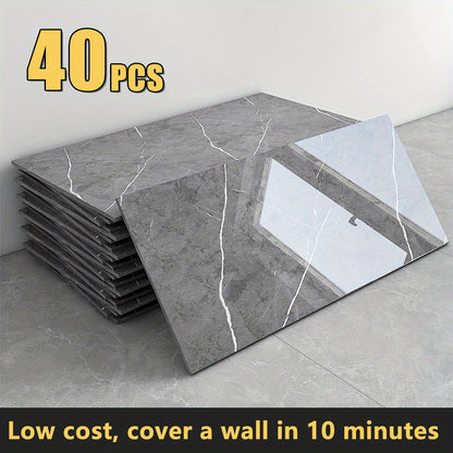 20/40-Pack Peel & Stick Marble Tiles Wall Panels Set - Self-Adhesive Waterproof Removable Wall Sticker for Kitchen Backsplash, Bathroom, Living Room, Office Home Decor. Easy Install (23.62"x11.81")