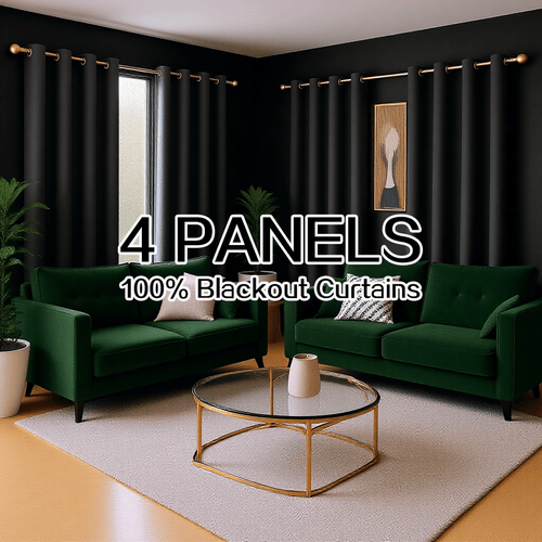 4 Panels 100% Blackout Curtains Heat Insulation Noise Reduction Privacy Protection Thermal Insulated Light Blocking Room Darkening Energy Saving Window Curtains Partition Curtains Suitable for Living Rooms Bedrooms Balconies and Courtyards