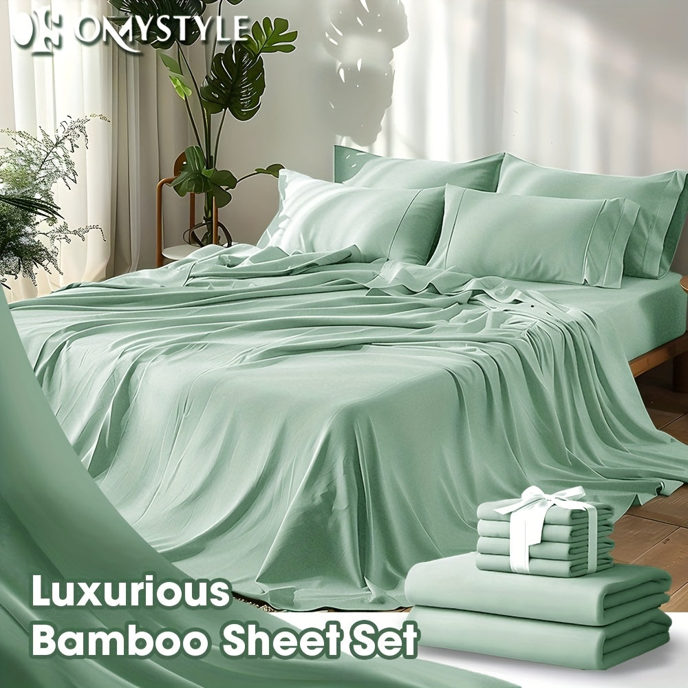 Premium 2000TC Cooling Sheet Set - Y Bamboo Bed Sheet Set - Ultra Soft Queen Size Sheet Set for Hot Sleepers, Light Beige-Friendly, 16 Inch Deep Pocket - Shrink, Fade Wrinkle Resistant