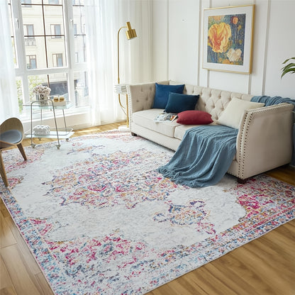 Area Rug Boho Vintage Washable Non-Slip Rug for Living Room Bedroom Traditional Woven Carpet Home Decor