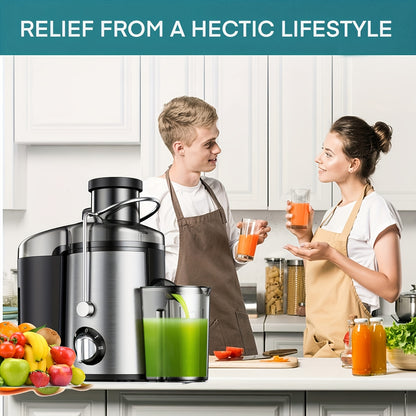 Compact Juicer for Fruits & Vegetables - Wide Opening for Easy Juice Extraction, BPA-Free, Dishwasher Safe, Easy to Clean, Healthy Lifestyle Juicer for Fresh Daily Juice & Tasty Beverages