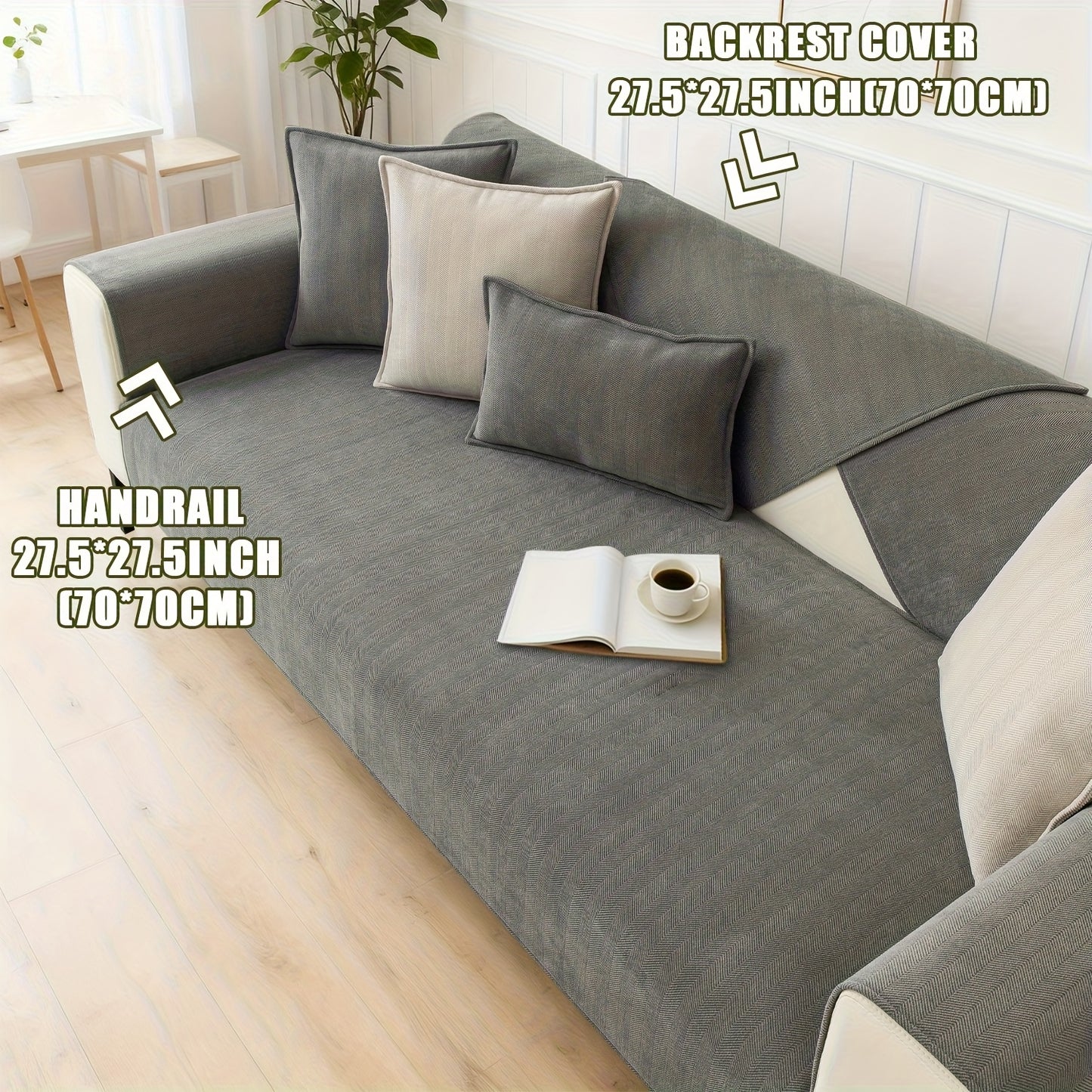 1pc of Pet-Friendly Chenille Ribbed Sofa Cover That Is Non-Slip And Machine Washable, Made from Soft Stretch Fabric Suitable for 2, 3, Or 4-Seater And Sectional Sofas. It Enhances Contemporary Home Decor in Living Rooms, Bedrooms, And Offices