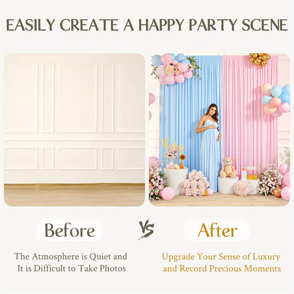 4 Pack 5x10 Feet Elegant Heavyweight Nonwoven Blackout Backdrop Curtain - Durable & Wrinkle-Resistant, Smooth Hanging - For Wedding, Birthday, Baby Shower Party Decor Photography Background