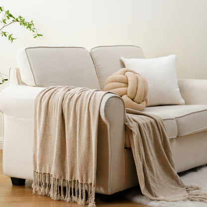 Decorative Fringe Velvety Throw Blanket for Sofa Home Decor, Chenille Throw Blanket for Couch, 50"x60"