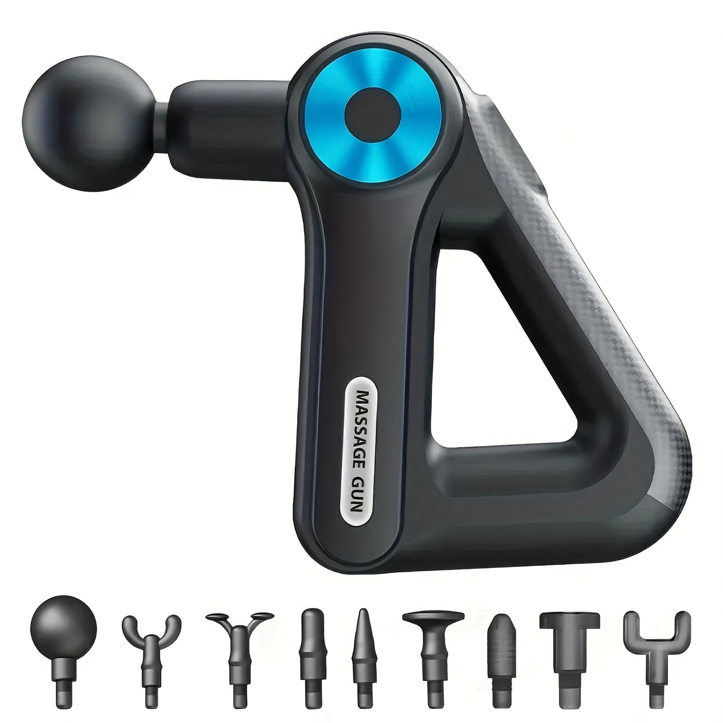 Deep Tissue Massage Gun Portable Percussion Massager | 9 Attachments & 9 Speed Settings for Muscle Relief, Fatigue Recovery & Pain Alleviation | Compact Handheld Body Massager | Blue Black & Gold