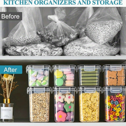 18/48/72/84pcs Storage Box with LIDS, Labels And Markers, A Sealed Storage Container for Kitchen Pantry, Suitable for Sugar, Flour And Baking Supplies, Kitchen Storage Equipment And Storage, Kitchenware (9/24/36/42 Cans +9/24/36/42 LIDS)