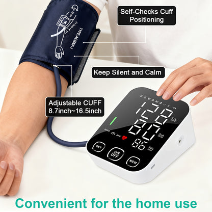 Blood Pressure Machine, Automatic Upper Arm Blood Pressure Monitor with 2x99 Readout, 4.5in Backlit Large Screen, Adjustable Large Cuff, Voice Broadcast, Caring for Elderly Health, Perfect Mother's Day Gift, Family Wellness Monitor