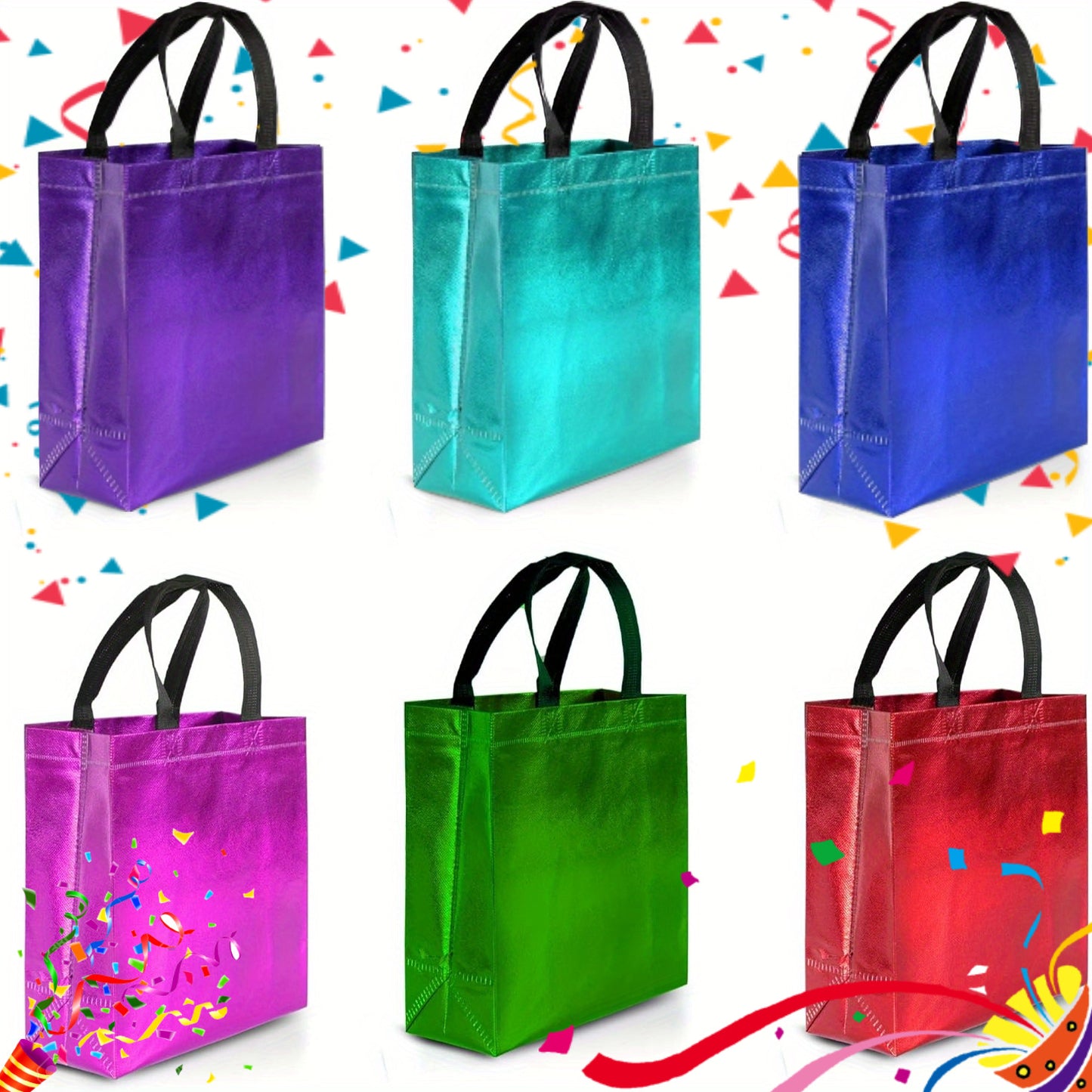 12pcs Hot Mixed Colors Gift Bags Shiny Pink Reusable Gift Bags with A Glossy Finish - Perfect As Pink Goodie Bags Birthday Bags Party Favor Bags Pink Golden Red Purplish Red Purple Blue Green White PeaRooster Blue Light Green Black